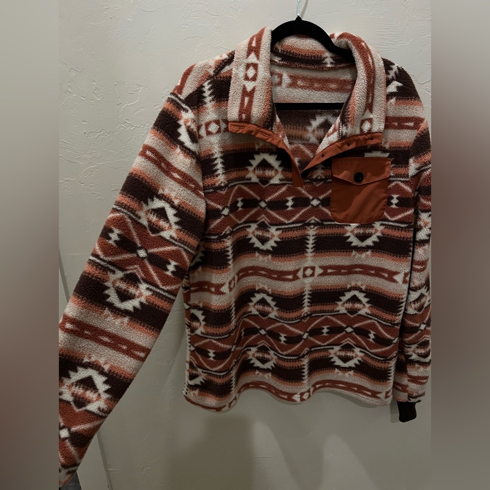 Mens Aztec Patterned Pullover Sweater - image 1